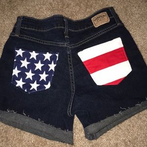 American flag jeans shorts